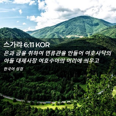 Picture 02 - 스가랴 6:11 KOR - 은과 금을 취하여 면류관을 만들어 - Bible Verse Picture