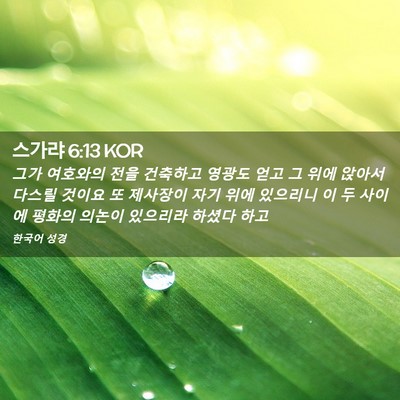 Picture 02 - 스가랴 6:13 KOR - 그가 여호와의 전을 건축하고 영광도 - Bible Verse Picture