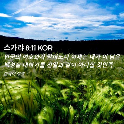 Picture 02 - 스가랴 8:11 KOR - 만군의 여호와가 말하노니 이제는 - Bible Verse Picture