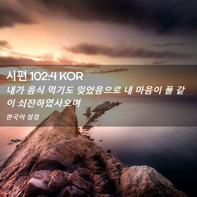 Picture 02 - 시편 102:4 KOR - 내가 음식 먹기도 잊었음으로 내 - Bible Verse Picture