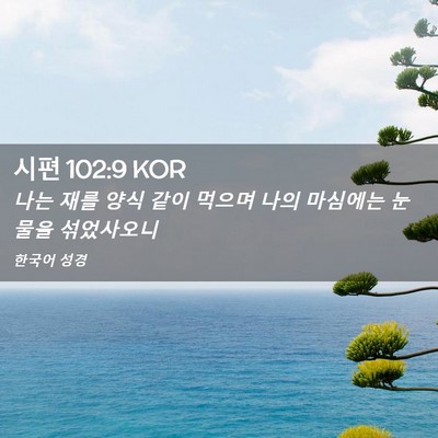 Picture 02 - 시편 102:9 KOR - 나는 재를 양식 같이 먹으며 나의 - Bible Verse Picture