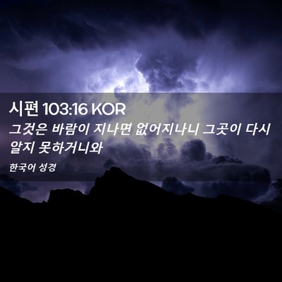 Picture 02 - 시편 103:16 KOR - 그것은 바람이 지나면 없어지나니 - Bible Verse Picture