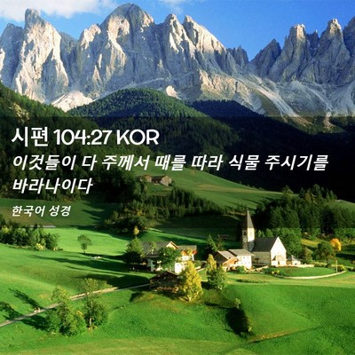 Picture 02 - 시편 104:27 KOR - 이것들이 다 주께서 때를 따라 식물 - Bible Verse Picture