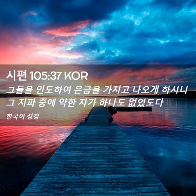 Picture 02 - 시편 105:37 KOR - 그들을 인도하여 은금을 가지고 - Bible Verse Picture