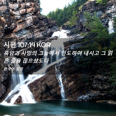 Picture 02 - 시편 107:14 KOR - 흑암과 사망의 그늘에서 인도하여 - Bible Verse Picture