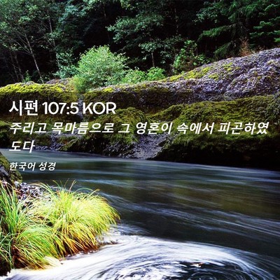 Picture 02 - 시편 107:5 KOR - 주리고 목마름으로 그 영혼이 속에서 - Bible Verse Picture