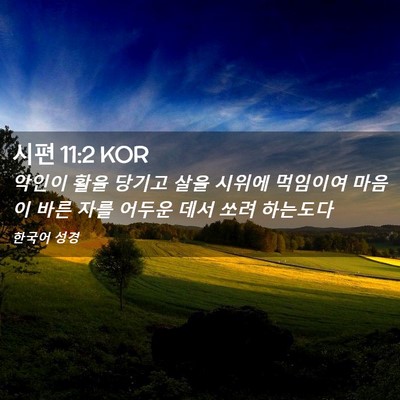 Picture 02 - 시편 11:2 KOR - 악인이 활을 당기고 살을 시위에 - Bible Verse Picture