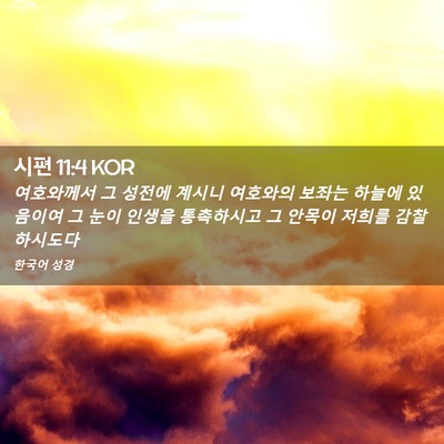Picture 02 - 시편 11:4 KOR - 여호와께서 그 성전에 계시니 - Bible Verse Picture