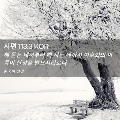 Picture 02 - 시편 113:3 KOR - 해 돋는 데서부터 해 지는 데까지 - Bible Verse Picture