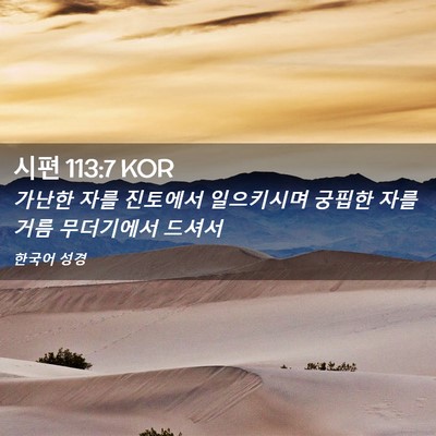 Picture 02 - 시편 113:7 KOR - 가난한 자를 진토에서 일으키시며 - Bible Verse Picture