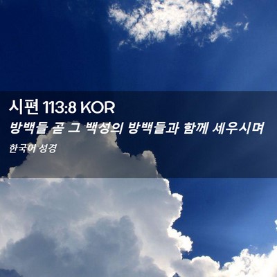 Picture 02 - 시편 113:8 KOR - 방백들 곧 그 백성의 방백들과 함께 - Bible Verse Picture