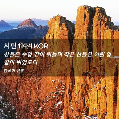 Picture 02 - 시편 114:4 KOR - 산들은 수양 같이 뛰놀며 작은 - Bible Verse Picture