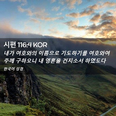 Picture 02 - 시편 116:4 KOR - 내가 여호와의 이름으로 기도하기를 - Bible Verse Picture