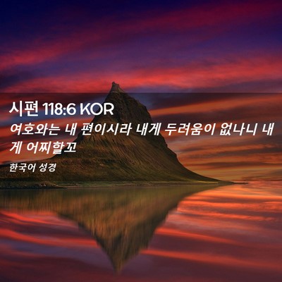Picture 02 - 시편 118:6 KOR - 여호와는 내 편이시라 내게 두려움이 - Bible Verse Picture