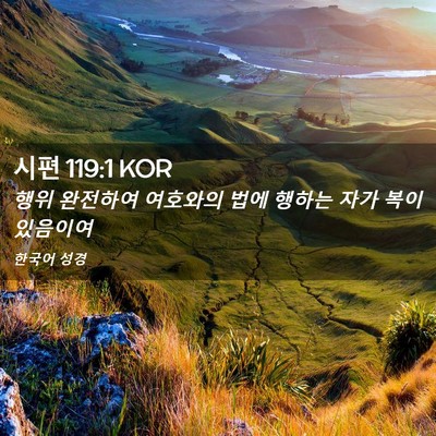 Picture 02 - 시편 119:1 KOR - 행위 완전하여 여호와의 법에 행하는 - Bible Verse Picture