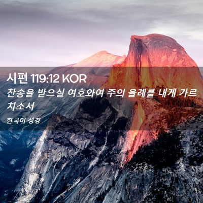 Picture 02 - 시편 119:12 KOR - 찬송을 받으실 여호와여 주의 율례를 - Bible Verse Picture
