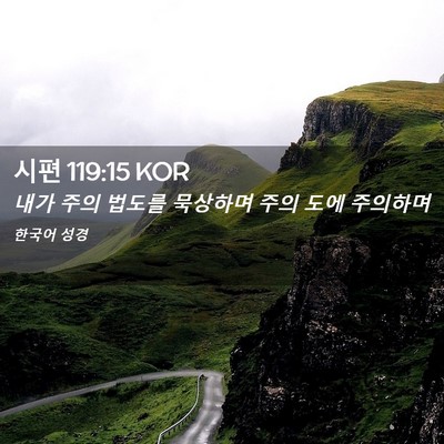 Picture 02 - 시편 119:15 KOR - 내가 주의 법도를 묵상하며 주의 - Bible Verse Picture