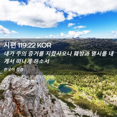 Picture 02 - 시편 119:22 KOR - 내가 주의 증거를 지켰사오니 훼방과 - Bible Verse Picture