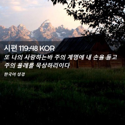 Picture 02 - 시편 119:48 KOR - 또 나의 사랑하는바 주의 계명에 내 - Bible Verse Picture