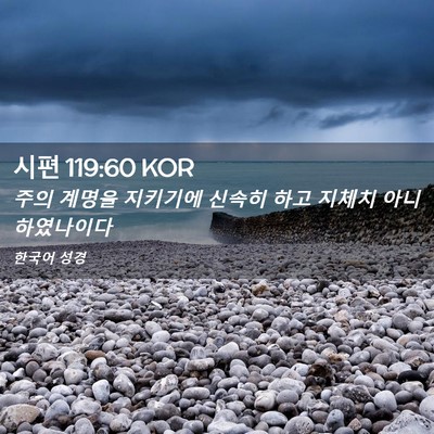 Picture 02 - 시편 119:60 KOR - 주의 계명을 지키기에 신속히 하고 - Bible Verse Picture