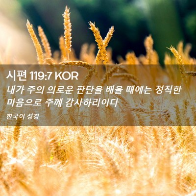 Picture 02 - 시편 119:7 KOR - 내가 주의 의로운 판단을 배울 - Bible Verse Picture
