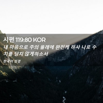 Picture 02 - 시편 119:80 KOR - 내 마음으로 주의 율례에 완전케 - Bible Verse Picture