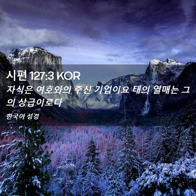 Picture 02 - 시편 127:3 KOR - 자식은 여호와의 주신 기업이요 태의 - Bible Verse Picture