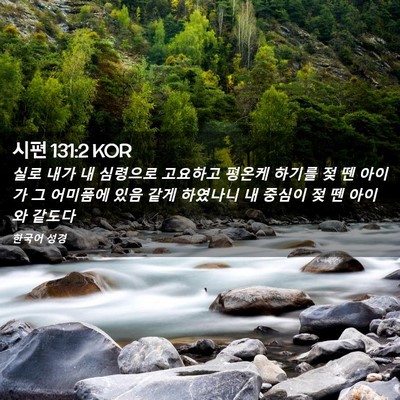 Picture 02 - 시편 131:2 KOR - 실로 내가 내 심령으로 고요하고 - Bible Verse Picture