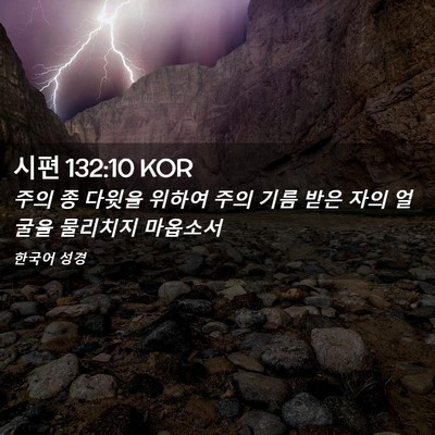 Picture 02 - 시편 132:10 KOR - 주의 종 다윗을 위하여 주의 기름 - Bible Verse Picture