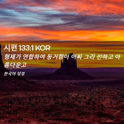 Picture 02 - 시편 133:1 KOR - 형제가 연합하여 동거함이 어찌 그리 - Bible Verse Picture
