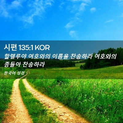 Picture 02 - 시편 135:1 KOR - 할렐루야 여호와의 이름을 찬송하라 - Bible Verse Picture