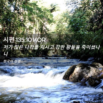 Picture 02 - 시편 135:10 KOR - 저가 많은 나라를 치시고 강한 - Bible Verse Picture