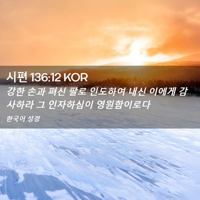 Picture 02 - 시편 136:12 KOR - 강한 손과 펴신 팔로 인도하여 내신 - Bible Verse Picture