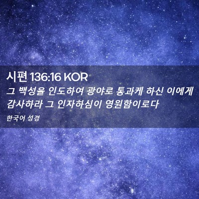 Picture 02 - 시편 136:16 KOR - 그 백성을 인도하여 광야로 통과케 - Bible Verse Picture