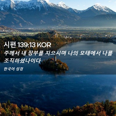Picture 02 - 시편 139:13 KOR - 주께서 내 장부를 지으시며 나의 - Bible Verse Picture