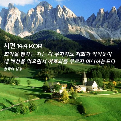 Picture 02 - 시편 14:4 KOR - 죄악을 행하는 자는 다 무지하뇨 - Bible Verse Picture