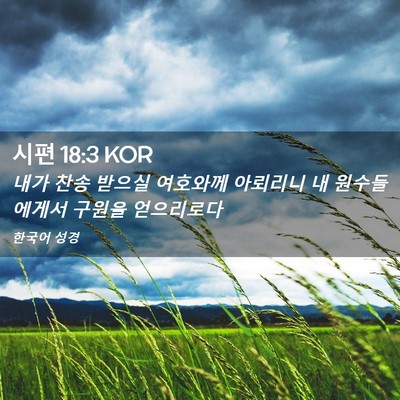 Picture 02 - 시편 18:3 KOR - 내가 찬송 받으실 여호와께 아뢰리니 - Bible Verse Picture