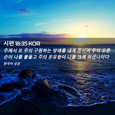 Picture 02 - 시편 18:35 KOR - 주께서 또 주의 구원하는 방패를 - Bible Verse Picture