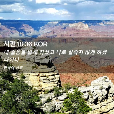 Picture 02 - 시편 18:36 KOR - 내 걸음을 넓게 하셨고 나로 실족지 - Bible Verse Picture