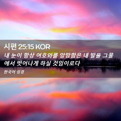 Picture 02 - 시편 25:15 KOR - 내 눈이 항상 여호와를 앙망함은 내 - Bible Verse Picture