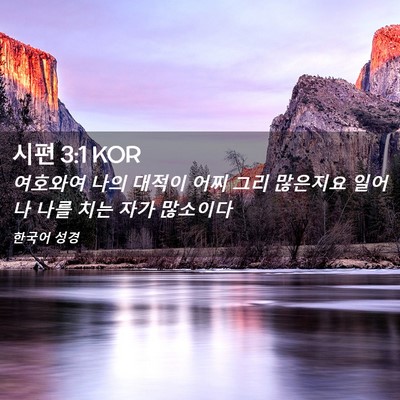 Picture 02 - 시편 3:1 KOR - 여호와여 나의 대적이 어찌 그리 - Bible Verse Picture
