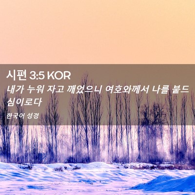 Picture 02 - 시편 3:5 KOR - 내가 누워 자고 깨었으니 여호와께서 - Bible Verse Picture