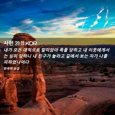 Picture 02 - 시편 31:11 KOR - 내가 모든 대적으로 말미암아 욕을 - Bible Verse Picture