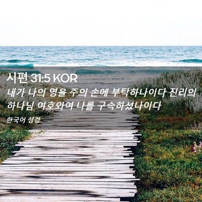Picture 02 - 시편 31:5 KOR - 내가 나의 영을 주의 손에 - Bible Verse Picture