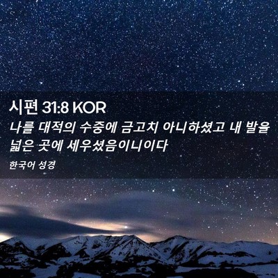 Picture 02 - 시편 31:8 KOR - 나를 대적의 수중에 금고치 - Bible Verse Picture