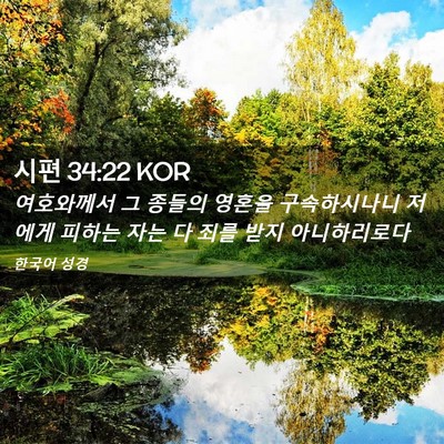 Picture 02 - 시편 34:22 KOR - 여호와께서 그 종들의 영혼을 - Bible Verse Picture