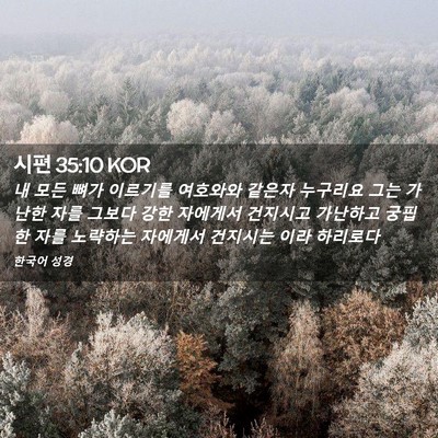 Picture 02 - 시편 35:10 KOR - 내 모든 뼈가 이르기를 여호와와 - Bible Verse Picture