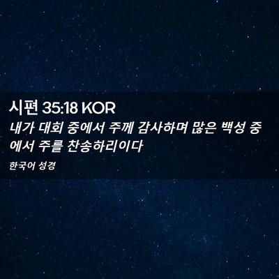 Picture 02 - 시편 35:18 KOR - 내가 대회 중에서 주께 감사하며 - Bible Verse Picture