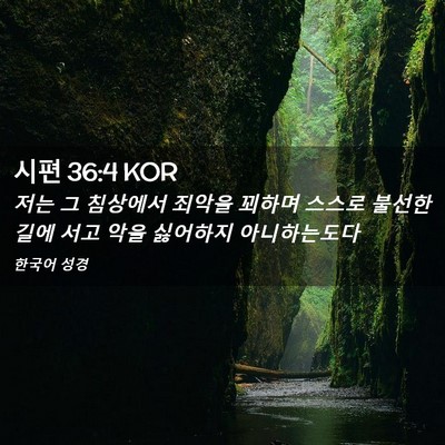 Picture 02 - 시편 36:4 KOR - 저는 그 침상에서 죄악을 꾀하며 - Bible Verse Picture
