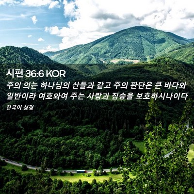 Picture 02 - 시편 36:6 KOR - 주의 의는 하나님의 산들과 같고 - Bible Verse Picture
